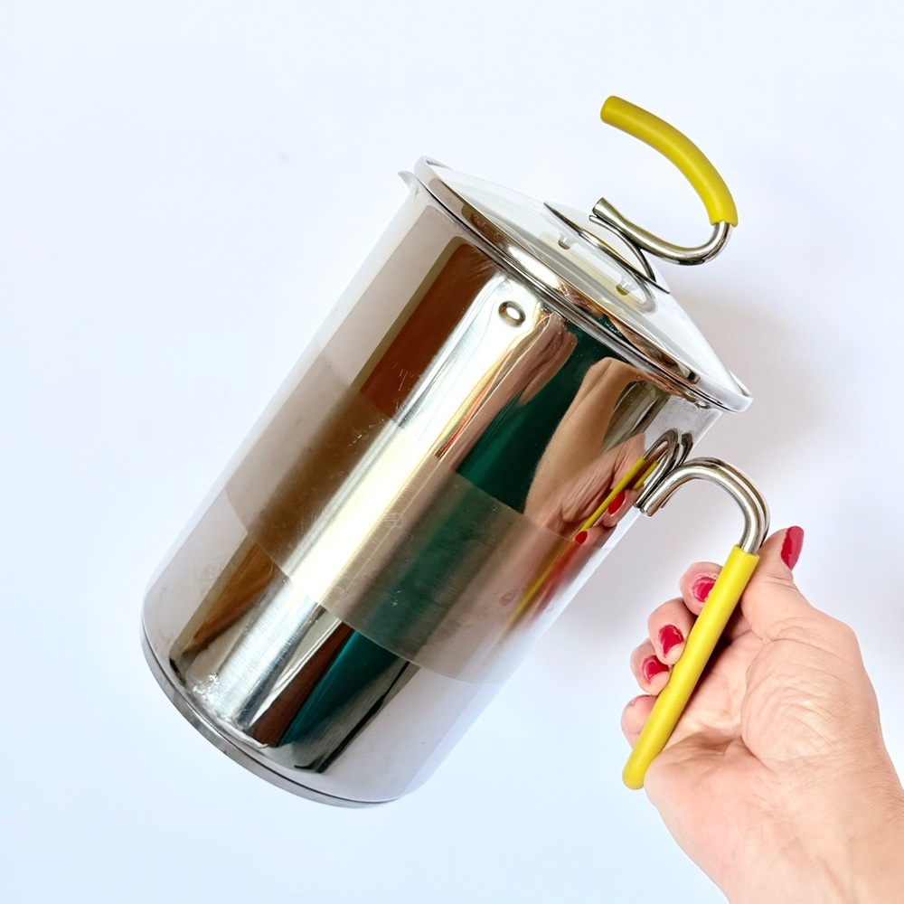 Kuhn Rikon Switzerland 4th-Burner Pot 11-Cup Lid & Steamer Basket Yellow Handles - Picture 8 of 16